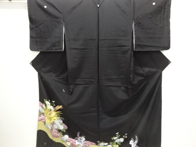 JAPANESE KIMONO / TOMESODE / EMBROIDERY / FLORAL PLANTS